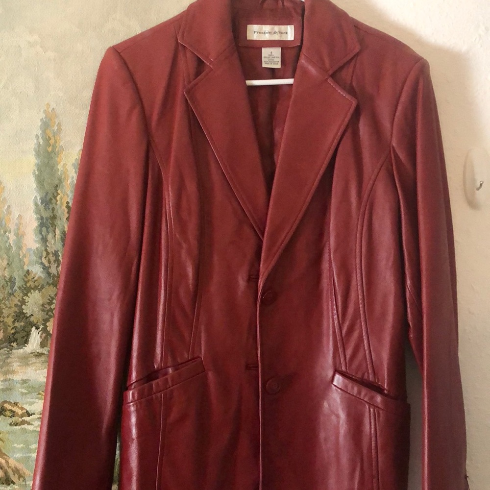 Red Lamb Skin Blazer
